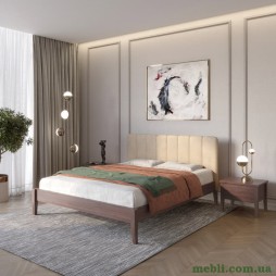 Полуторне дерев'яне ліжко Mebigrand Лондон ДК Горіх темний/Аляска 23 (Бежевий) Б1 120х190