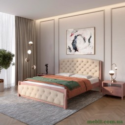 Полуторне дерев'яне ліжко Mebigrand Мехіко Горіх лісовий/Аляска 23 (Бежевий) 120х190