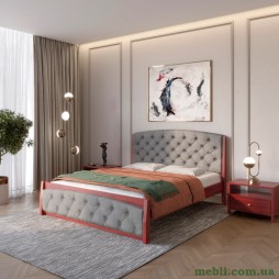 Полуторне дерев'яне ліжко Mebigrand Мехіко Махонь/Аляска 93 (Сірий) 120х190