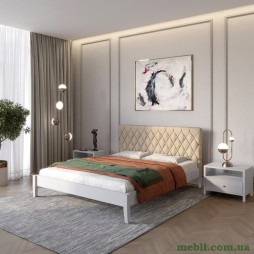 Полуторне дерев'яне ліжко Mebigrand Венеція ДК Світло-сірий (RAL7040)/Аляска 23 (Бежевий) 120х200