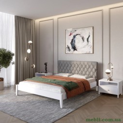 Полуторне дерев'яне ліжко Mebigrand Венеція ДК Сіро-блакитний (S2010R80B)/Аляска 93 (Сірий) 120х190