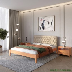 Полуторне дерев'яне ліжко Mebigrand Венеція ДК Яблуня/Аляска 23 (Бежевий) 120х200
