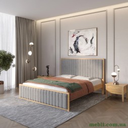 Полуторне дерев'яне ліжко Mebigrand Відень Горіх світлий/Аляска 93 (Сірий) 120х200
