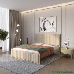 Полуторне дерев'яне ліжко Mebigrand Відень Оливковий (RAL1020)/Аляска 23 (Бежевий) 120х190