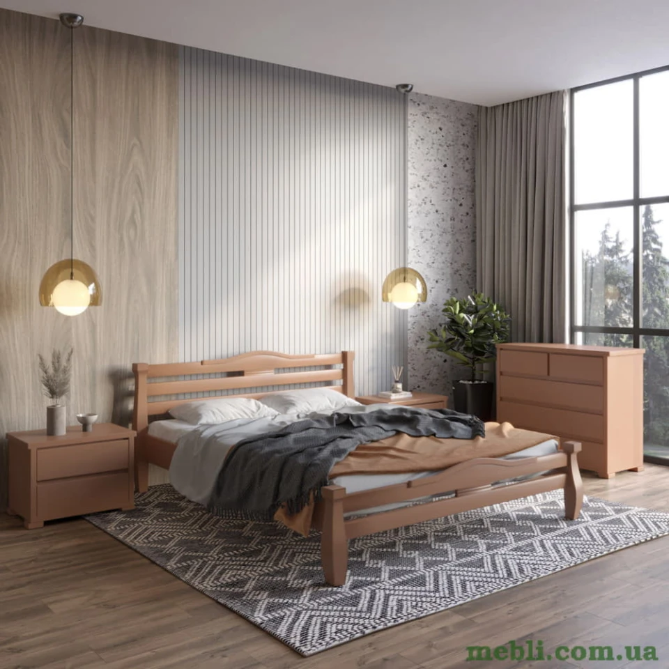 Полуторне дерев'яне ліжко Mebigrand Монако Коричневий (RAL8025) 120х200