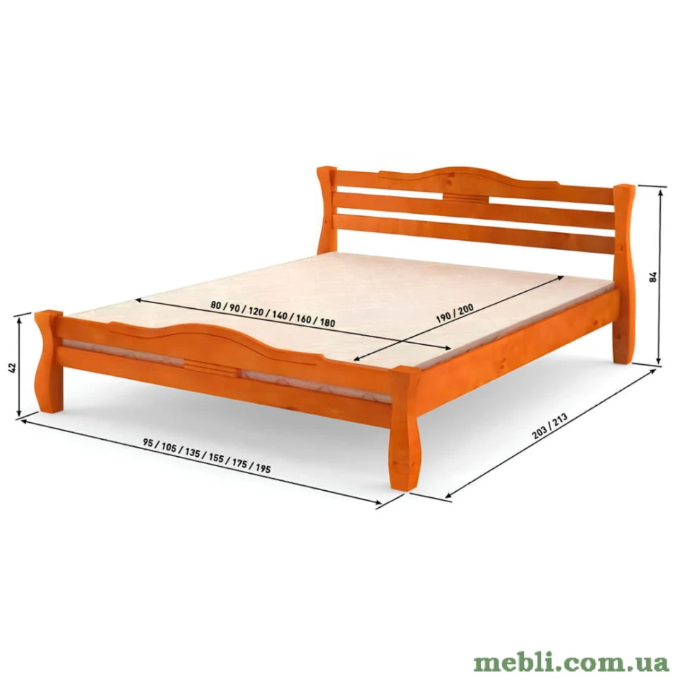 Полуторне дерев'яне ліжко Mebigrand Монако Коричневий (RAL8025) 120х200