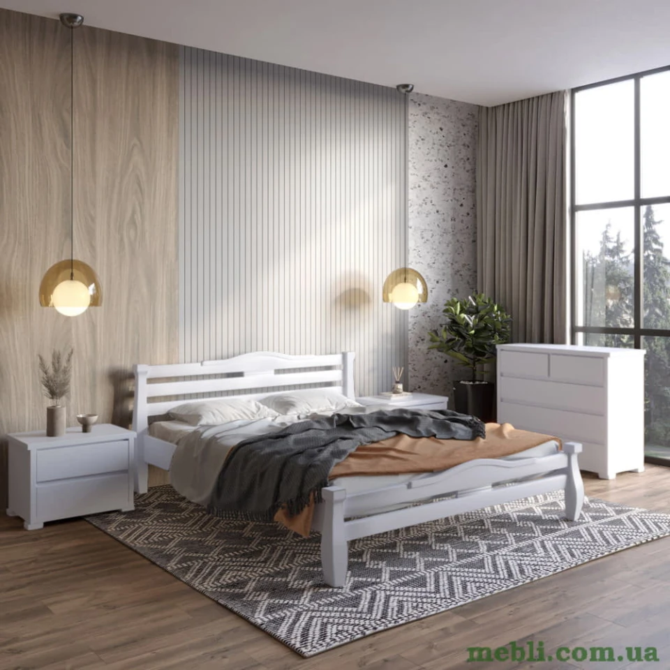 Полуторне дерев'яне ліжко Mebigrand Монако Сіро-блакитний (S2010R80B) 120х190