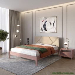 Полуторне дерев'яне ліжко Mebigrand Нью-Йорк ДК Горіх лісовий/Аляска 23 (Бежевий) 120х190