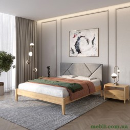 Полуторне дерев'яне ліжко Mebigrand Нью-Йорк ДК Горіх світлий/Аляска 93 (Сірий) 120х190