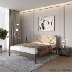 Полуторне дерев'яне ліжко Mebigrand Нью-Йорк ДК Графітовий (RAL9011)/Аляска 23 (Бежевий) 120х200