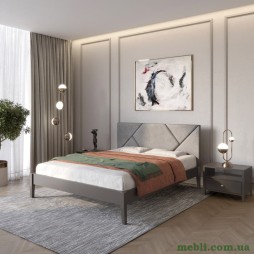 Полуторне дерев'яне ліжко Mebigrand Нью-Йорк ДК Графітовий (RAL9011)/Аляска 93 (Сірий) 120х200