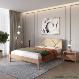 Полуторне дерев'яне ліжко Mebigrand Нью-Йорк ДК Коричневий (RAL8025)/Аляска 23 (Бежевий) 120х200