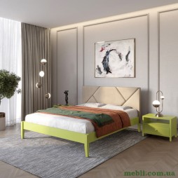 Полуторне дерев'яне ліжко Mebigrand Нью-Йорк ДК Лайм (S3050G70Y)/Аляска 23 (Бежевий) 120х190