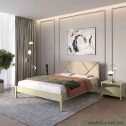 Полуторне дерев'яне ліжко Mebigrand Нью-Йорк ДК Оливковий (RAL1020)/Аляска 23 (Бежевий) 120х200