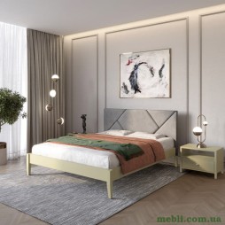 Полуторне дерев'яне ліжко Mebigrand Нью-Йорк ДК Оливковий (RAL1020)/Аляска 93 (Сірий) 120х190