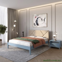 Полуторне дерев'яне ліжко Mebigrand Нью-Йорк ДК Сіро-синій (S7010R90B)/Аляска 23 (Бежевий) 120х190