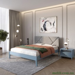 Полуторне дерев'яне ліжко Mebigrand Нью-Йорк ДК Сіро-синій (S7010R90B)/Аляска 93 (Сірий) 120х190