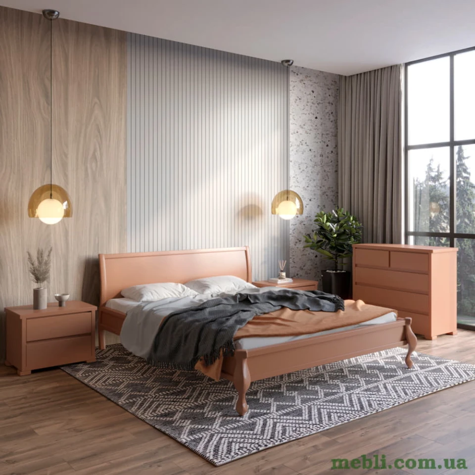 Полуторне дерев'яне ліжко Mebigrand Палермо Коричневий (RAL8025) 120х200