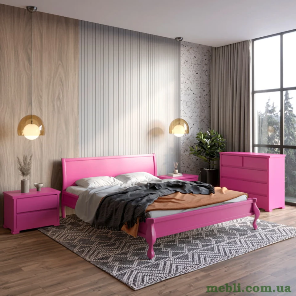Полуторне дерев'яне ліжко Mebigrand Палермо Рожевий (S2060R30B) 120х200