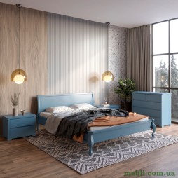 Полуторне дерев'яне ліжко Mebigrand Палермо Сіро-синій (S7010R90B) 120х190