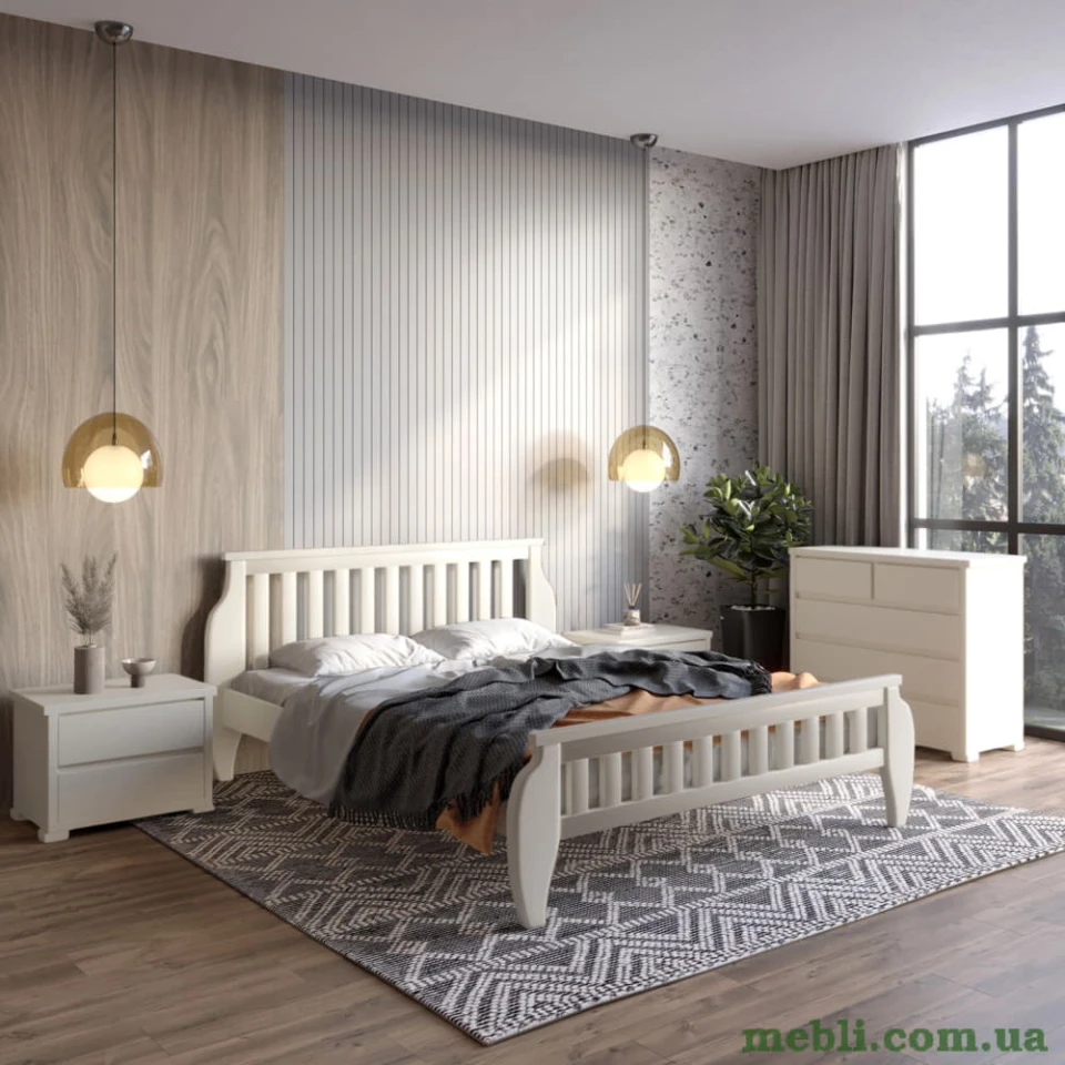 Полуторне дерев'яне ліжко Mebigrand Прага Айворі (S0505Y30R) 120х190