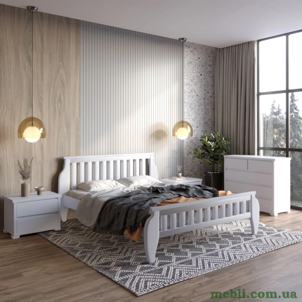 Полуторне дерев'яне ліжко Mebigrand Прага Сіро-блакитний (S2010R80B) 120х200