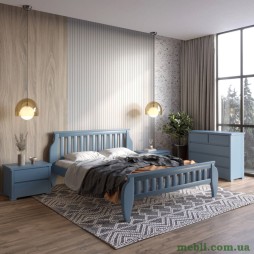 Полуторне дерев'яне ліжко Mebigrand Прага Сіро-синій (S7010R90B) 120х200