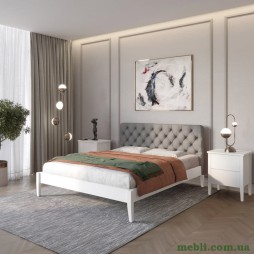 Полуторне дерев'яне ліжко Mebigrand Рим ДК Білий (RAL9003) /Аляска 93 (Сірий) Б3 120х190