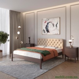 Полуторне дерев'яне ліжко Mebigrand Рим ДК Венге/Аляска 23 (Бежевий) Б3 120х200