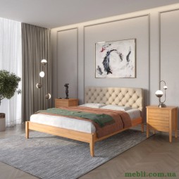 Полуторне дерев'яне ліжко Mebigrand Рим ДК Вільха/Аляска 23 (Бежевий) Б3 120х200