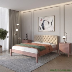 Полуторне дерев'яне ліжко Mebigrand Рим ДК Горіх лісовий/Аляска 23 (Бежевий) Б3 120х200