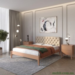 Полуторне дерев'яне ліжко Mebigrand Рим ДК Коричневий (RAL8025)/Аляска 23 (Бежевий) Б3 120х190