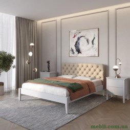Полуторне дерев'яне ліжко Mebigrand Рим ДК Світло-сірий (RAL7040)/Аляска 23 (Бежевий) Б3 120х190