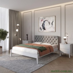 Полуторне дерев'яне ліжко Mebigrand Рим ДК Світло-сірий (RAL7040)/Аляска 93 (Сірий) Б3 120х200