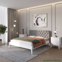 Полуторне дерев'яне ліжко Mebigrand Рим ДК Сіро-блакитний (S2010R80B)/Аляска 93 (Сірий) Б3 120х200