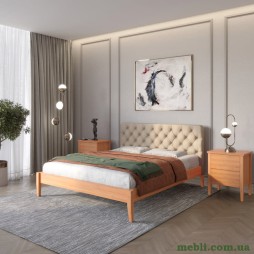 Полуторне дерев'яне ліжко Mebigrand Рим ДК Яблуня/Аляска 23 (Бежевий) Б3 120х200