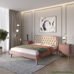 Полуторне дерев'яне ліжко Mebigrand Токіо Горіх лісовий/Аляска 23 (Бежевий) 120х190