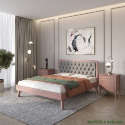 Полуторне дерев'яне ліжко Mebigrand Токіо Горіх лісовий/Аляска 93 (Сірий) 120х190