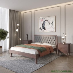 Полуторне дерев'яне ліжко Mebigrand Токіо Горіх темний/Аляска 93 (Сірий) 120х190