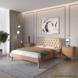 Полуторне дерев'яне ліжко Mebigrand Токіо Коричневий (RAL8025)/Аляска 23 (Бежевий) 120х190