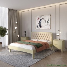 Полуторне дерев'яне ліжко Mebigrand Токіо Оливковий/Аляска 23 (Бежевий) 120х190