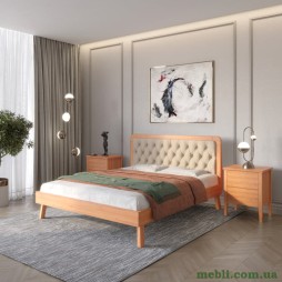 Полуторне дерев'яне ліжко Mebigrand Токіо Яблуня/Аляска 23 (Бежевий) 120х200