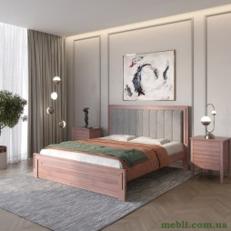 Полуторне дерев'яне ліжко Mebigrand Торонто Т1 Горіх лісовий/Аляска 93 (сірий) 120х190