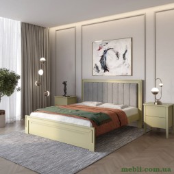 Полуторне дерев'яне ліжко Mebigrand Торонто Т1 Оливковий (RAL1020)/Аляска 93 (сірий) 120х200