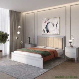 Полуторне дерев'яне ліжко Mebigrand Торонто Т1 Світло-сірий (RAL-7040)/Аляска 23 (бежевий) 120х200