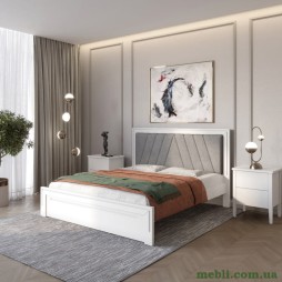 Полуторне дерев'яне ліжко Mebigrand Торонто Т2 Білий (RAL9003)/Аляска 93 (сірий) 120х190