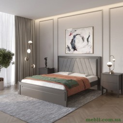 Полуторне дерев'яне ліжко Mebigrand Торонто Т2 Графітовий (RAL9011)/Аляска 93 (сірий) 120х200