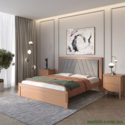 Полуторне дерев'яне ліжко Mebigrand Торонто Т2 Коричневий (RAL8025)/Аляска 93 (сірий) 120х190