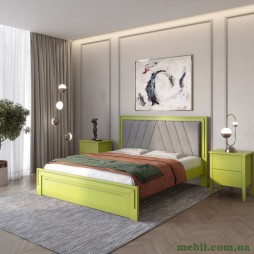 Полуторне дерев'яне ліжко Mebigrand Торонто Т2 Лайм (S3050G70Y)/Аляска 93 (сірий) 120х200