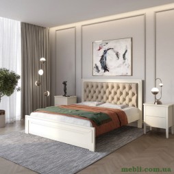 Полуторне дерев'яне ліжко Mebigrand Торонто Т3 Айворі (S0505Y30R)/Аляска 23 (бежевий) 120х190